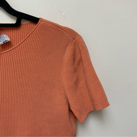 White + Warren Silk Blend Ribbed Short Sleeve Top - Picture 3 of 9